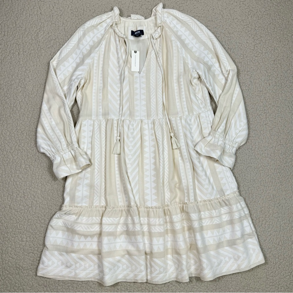 Anthropologie Maeve Dominique Long Sleeve Tassel Tie Tunic Dress